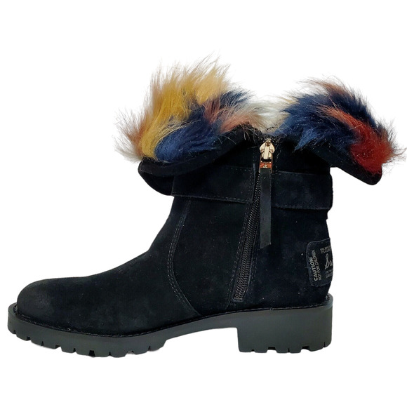 Sam Edelman Jeanie Black Suede Fur Lined Moto Combat Chelsea Boot Size 7M - Picture 7 of 7